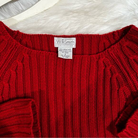 NEW Willi Smith Merino Wool Cable Knit Scoop Neck Chunky Ribbed Sweater Sz S Re… - Picture 11 of 14